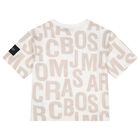 Boys White & Beige Logo T-Shirt, 1, hi-res