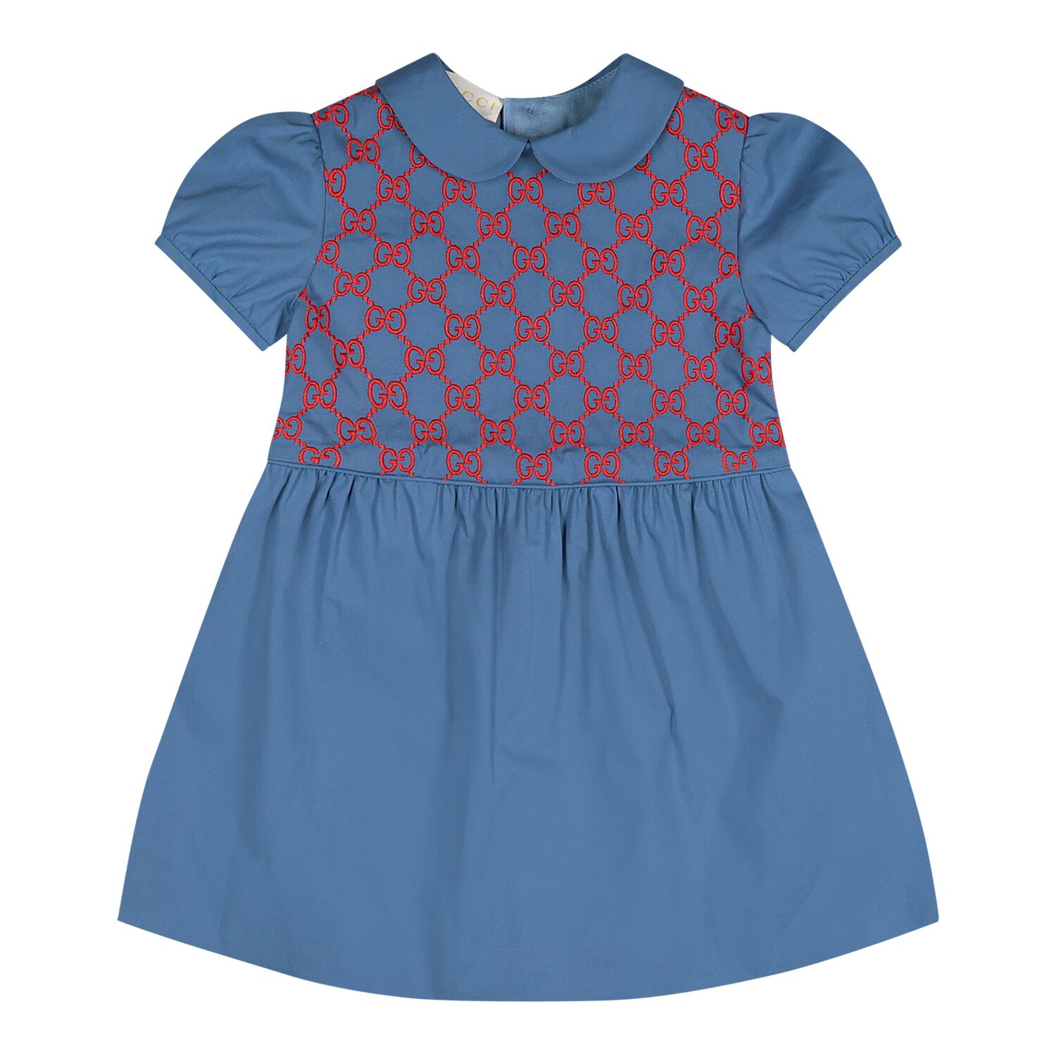 Baby Girls Blue GG Logo Dress, 1, hi-res