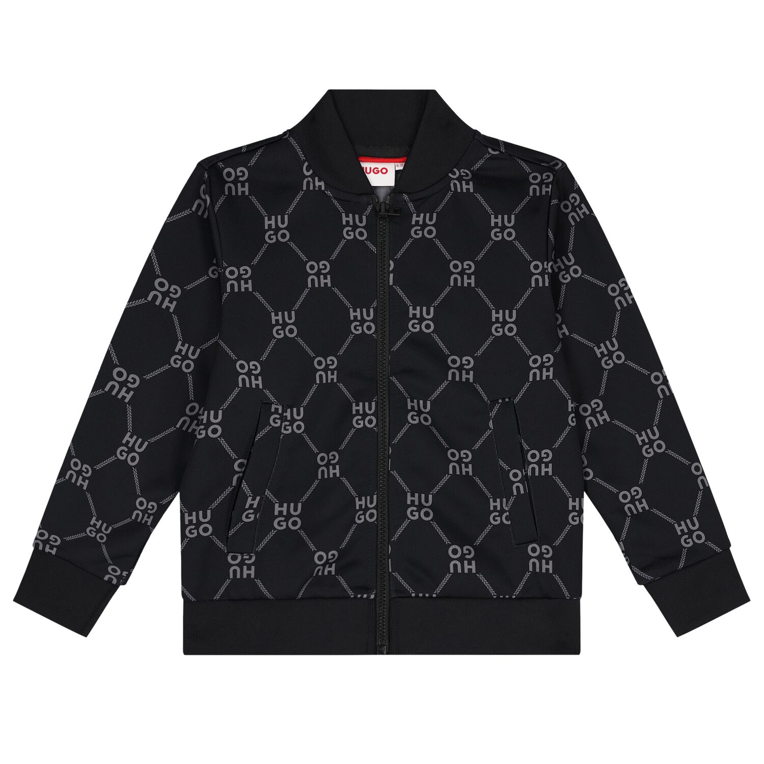 Boys Black Logo Zip Up Top, 1, hi-res image number null