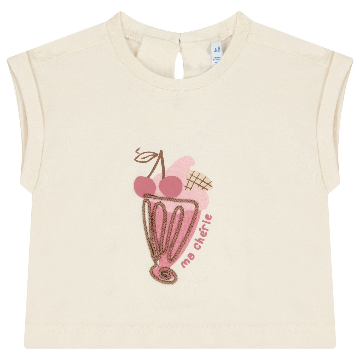 Younger Girls Ivory & Pink Cherry T-Shirt Set, 1, hi-res