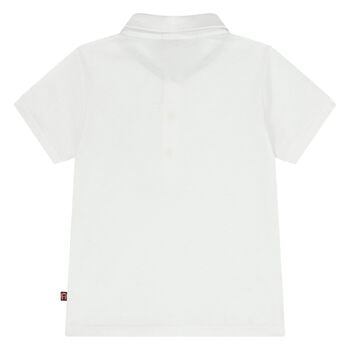 Younger Boys White Logo Polo Shirt
