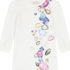 Girls Ivory Jewel Sweatshirt Dress, 1, hi-res