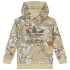 Beige & Green Trefoil Logo Camouflage Hooded Top, 1, hi-res