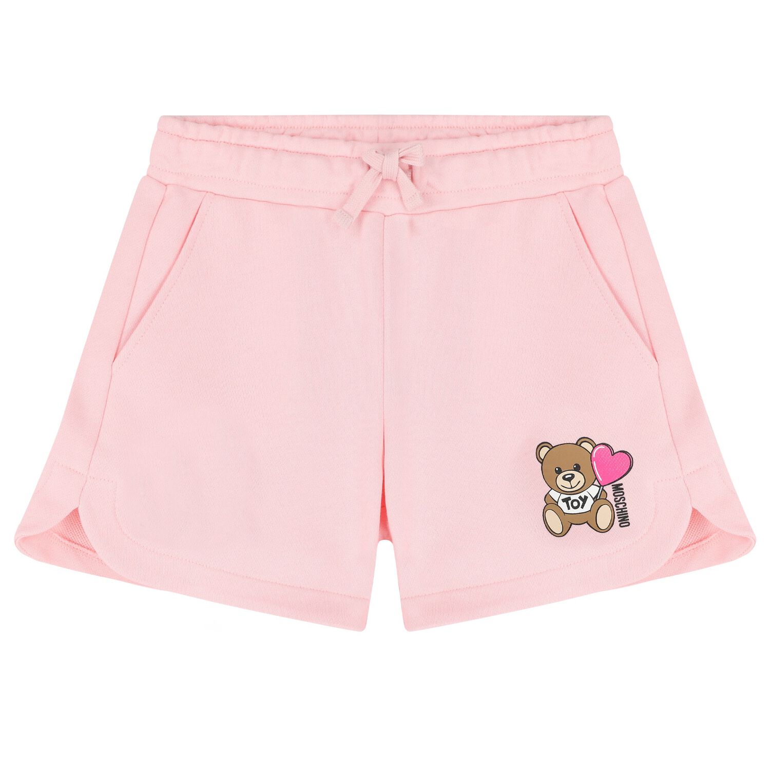 Girls Pink Teddy Bear Logo Shorts, 1, hi-res