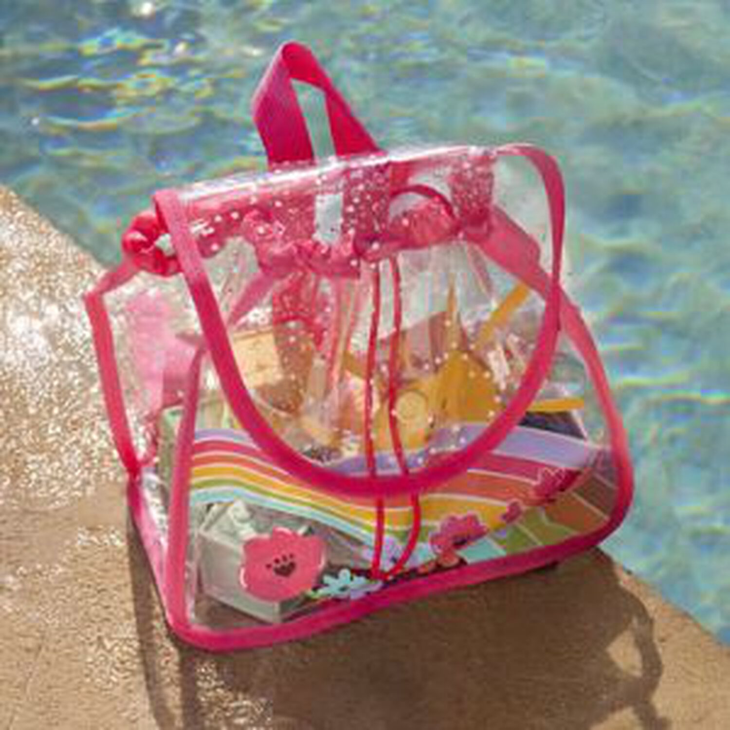 Girls Pink Transparent Backpack, 1, hi-res