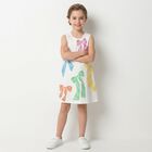 Girls White Bow Dress, 1, hi-res