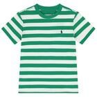Boys White & Green Striped Logo T-Shirt, 1, hi-res