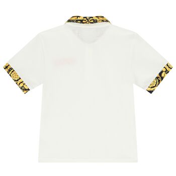 Boys White & Gold Barocco Polo Shirt