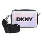 Girls Metallic Silver Logo Handbag, 1, hi-res