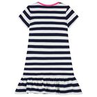 Girls White & Navy Blue Logo Dress, 1, hi-res