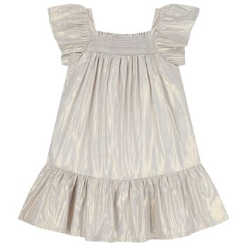Girls Grey & Gold Logo Dress