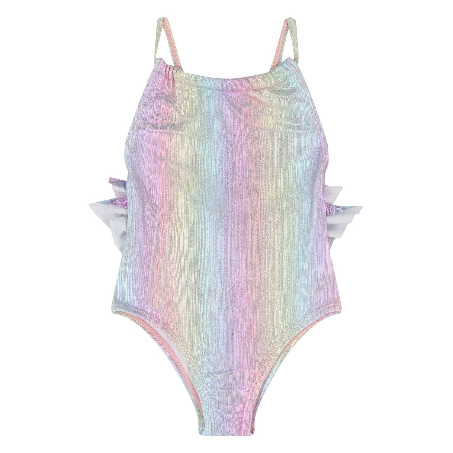 Younger Girls Iridescent Rainbow Swimsuit , 1, hi-res