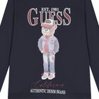 تي شيرت أزرق داكن بشعار للأولاد, 1, hi-res