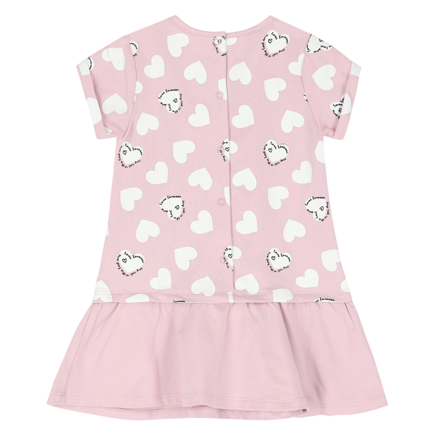 Younger Girls Pink Heart Dress, 1, hi-res