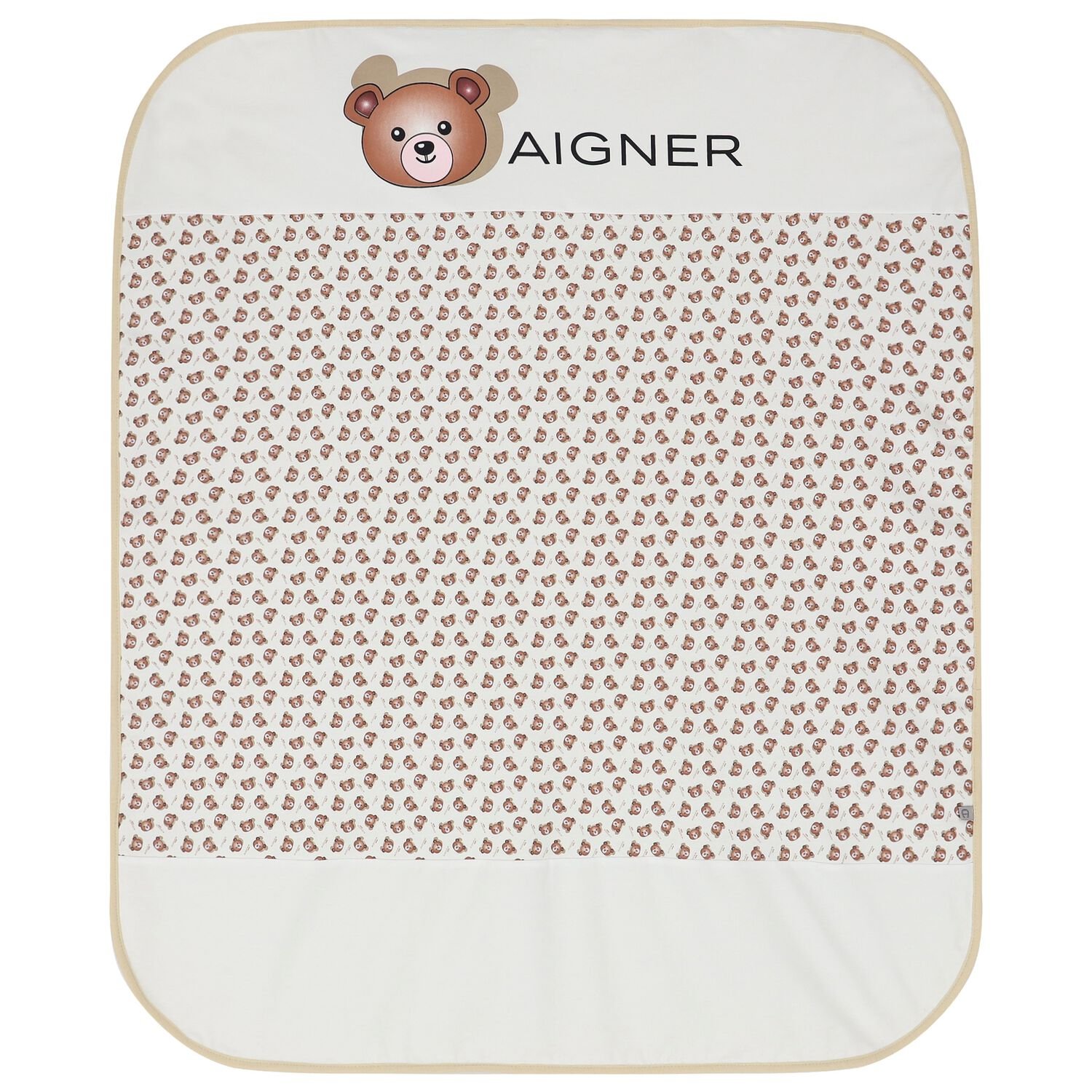 بطانية بالشعار باللون الأبيض والبيج للأطفال , 3, hi-res