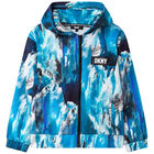 Boys Blue & White Abstract Logo Zip Up Top, 1, hi-res