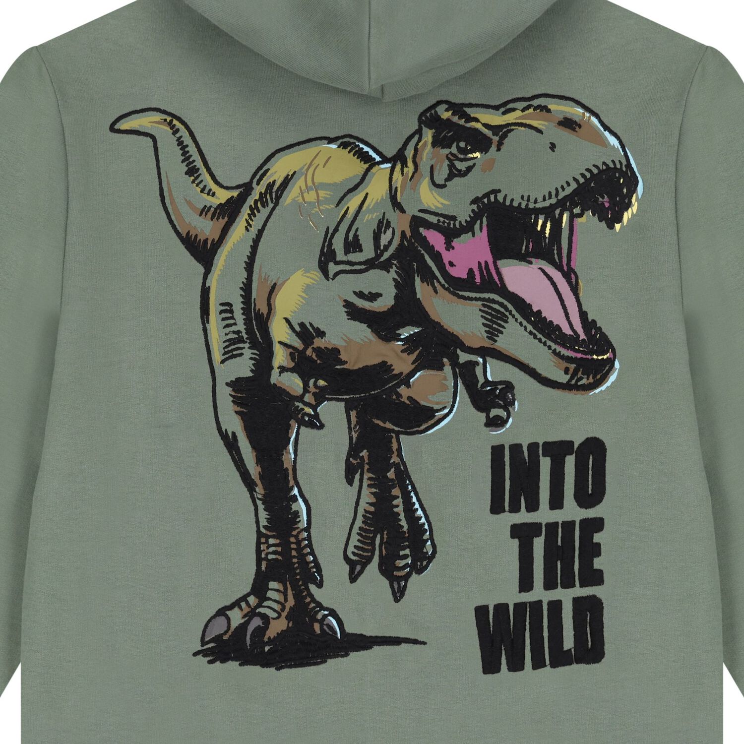 Boys Green Dinosaur Hooded Zip Up Top, 1, hi-res image number null