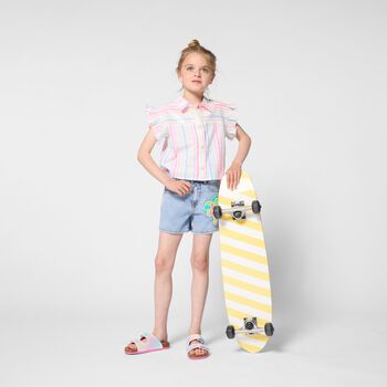 Girls Blue Denim Embellished Shorts