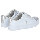 Girls White Logo Trainers, 2, hi-res