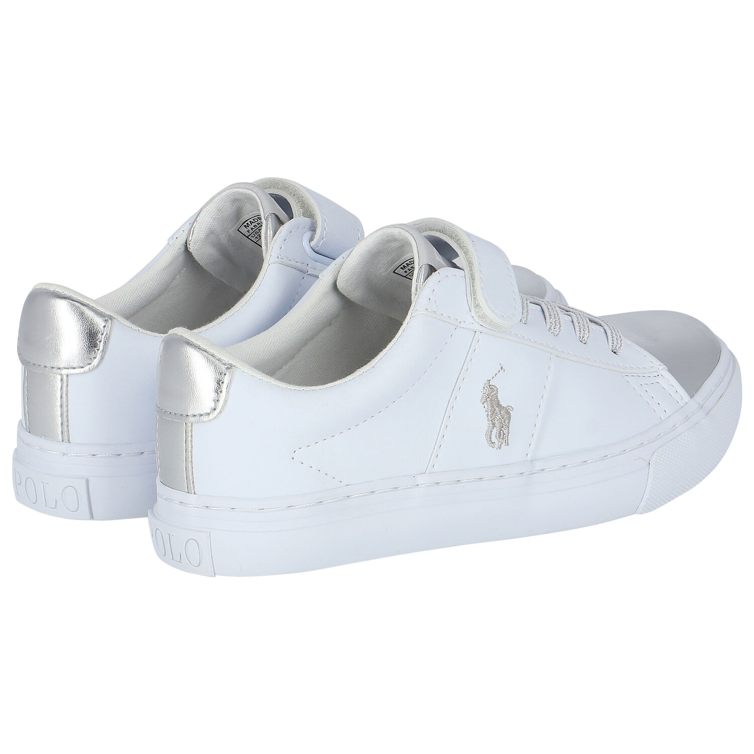 Girls White Logo Trainers, 2, hi-res