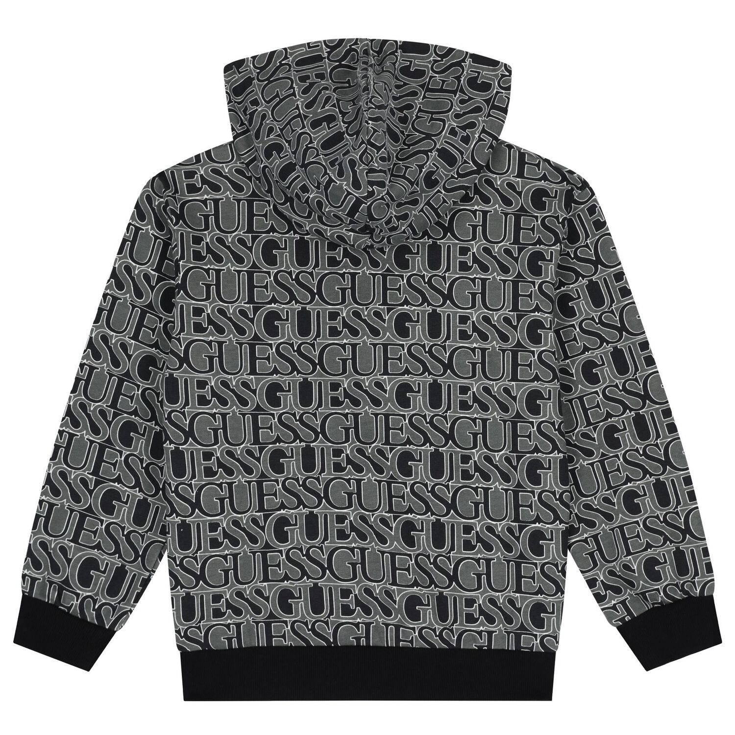 توب هودى للبنات بالشعار باللون الاسود , 2, hi-res