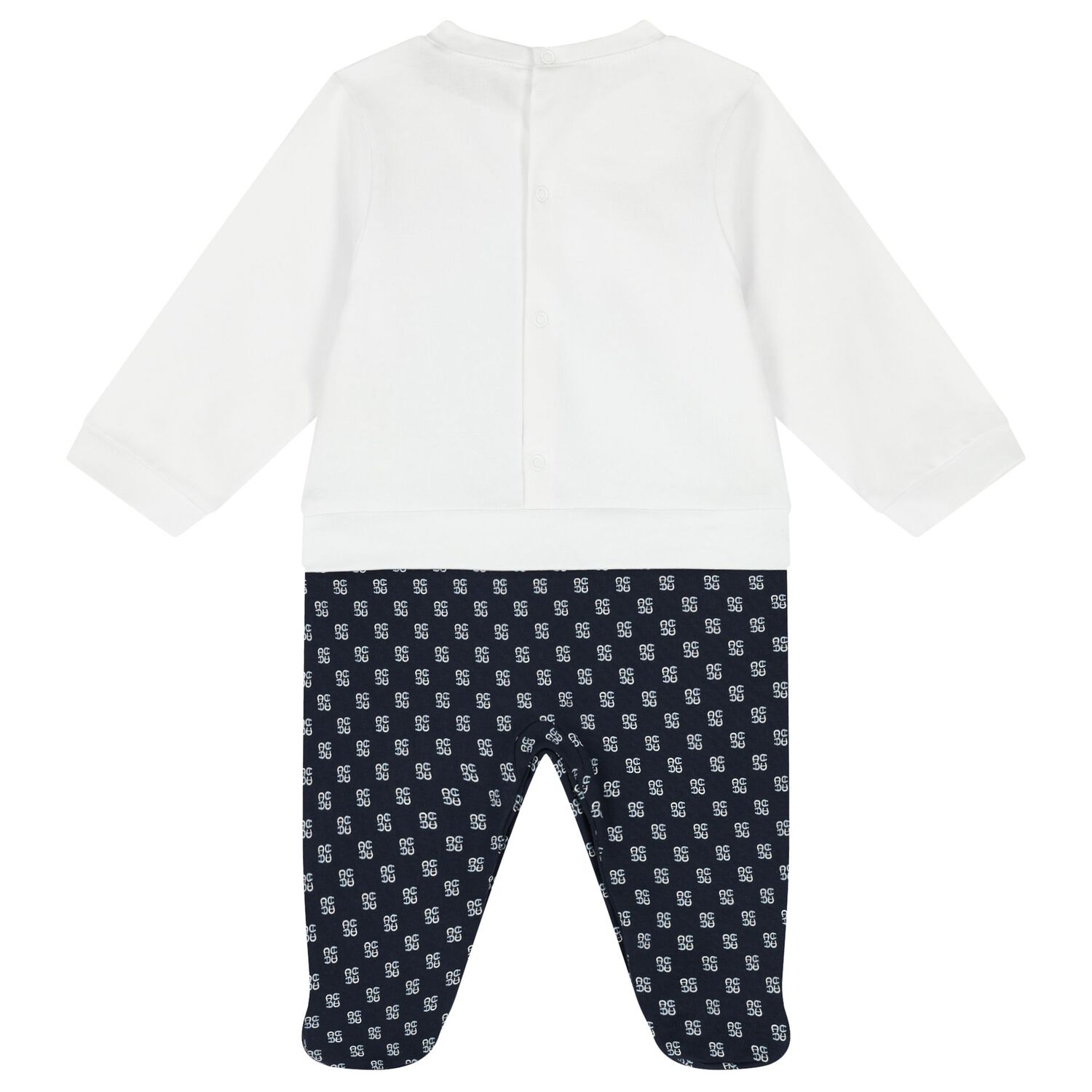 Baby Boys White & Navy Blue Logo Babygrow, 1, hi-res image number null