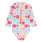Younger Girls Multi-Coloured Heart Swimsuit, 1, hi-res