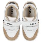 Boys White Logo Trainers, 1, hi-res