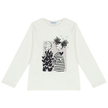 Girls Ivory Long Sleeve Top