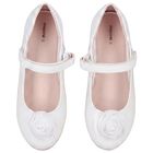 Girls White Flower Shoes, 1, hi-res