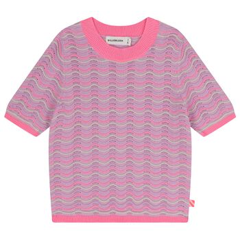 Girls Pink & Purple Crochet Knit Top
