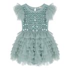 Baby Girls Green Embellished Sequin Tulle Dress Set, 1, hi-res
