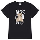 Girls Black Teddy Bear Logo Dress, 2, hi-res