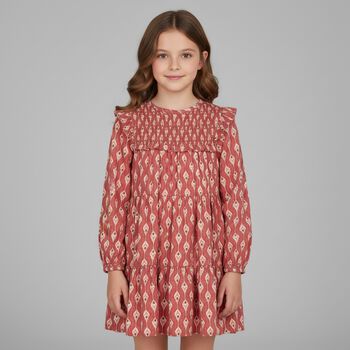 Girls Pink Honeycomb Dress