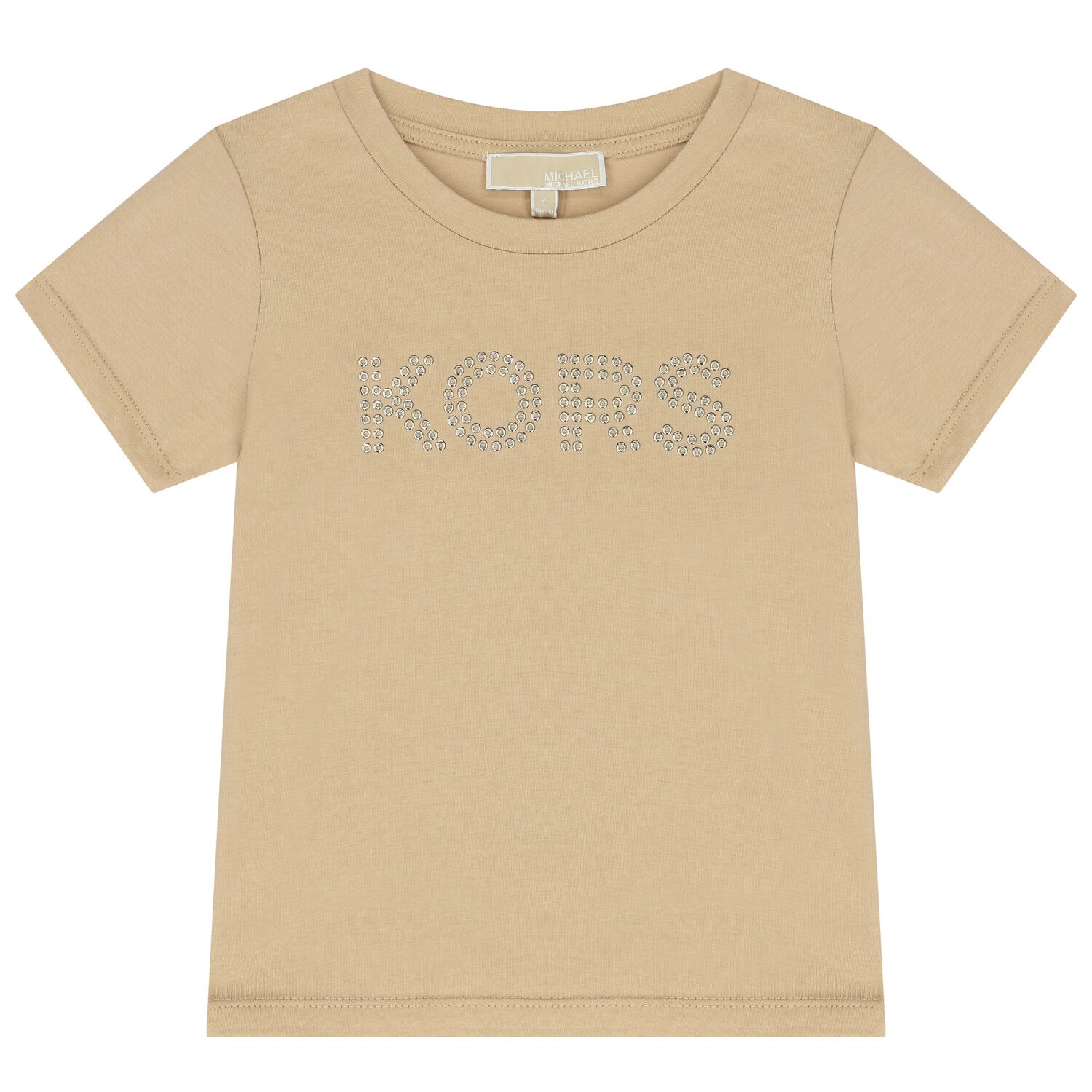 تيشيرت بنات بالشعار باللون البيج, 1, hi-res