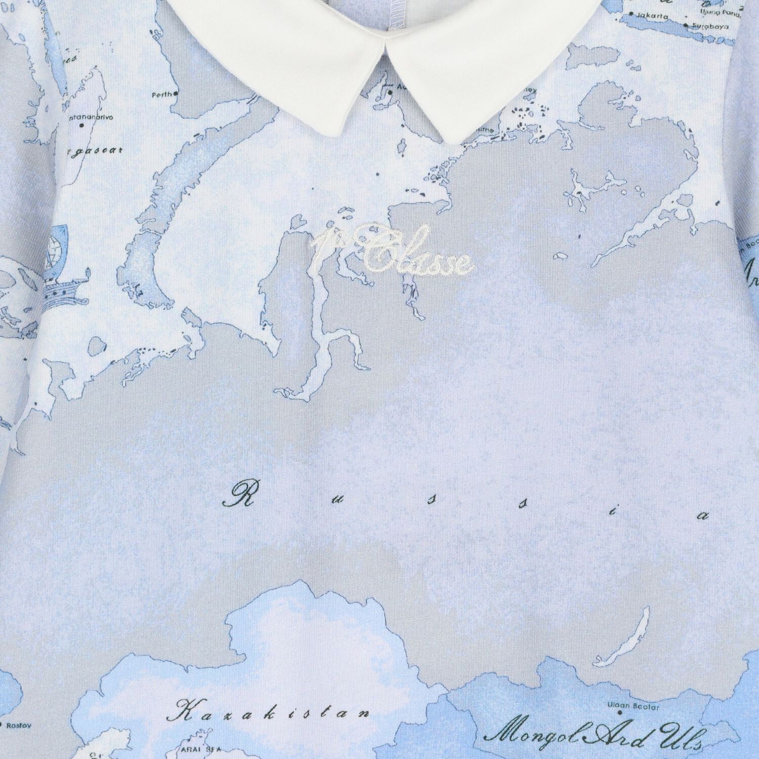 طقم هدايا للأولاد الصغار بنمط خريطة جغرافية باللونين العاجي والأزرق, 1, hi-res