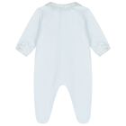 Baby Boys Blue Striped Collar Babygrow, 4, hi-res