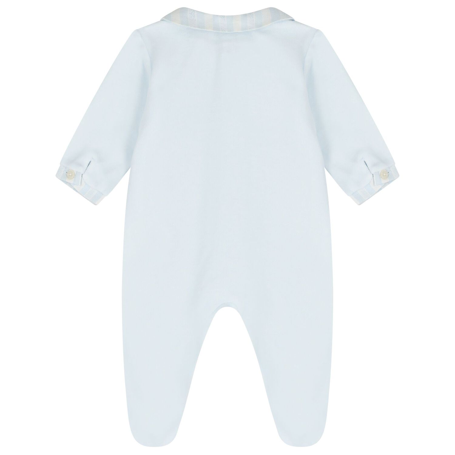 Baby Boys Blue Striped Collar Babygrow, 4, hi-res