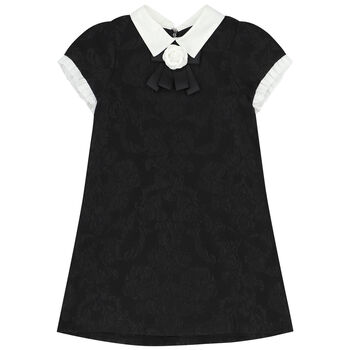 Girls Black Jacquard Dress