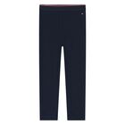 Younger Girls Navy Blue Logo Leggings, 1, hi-res