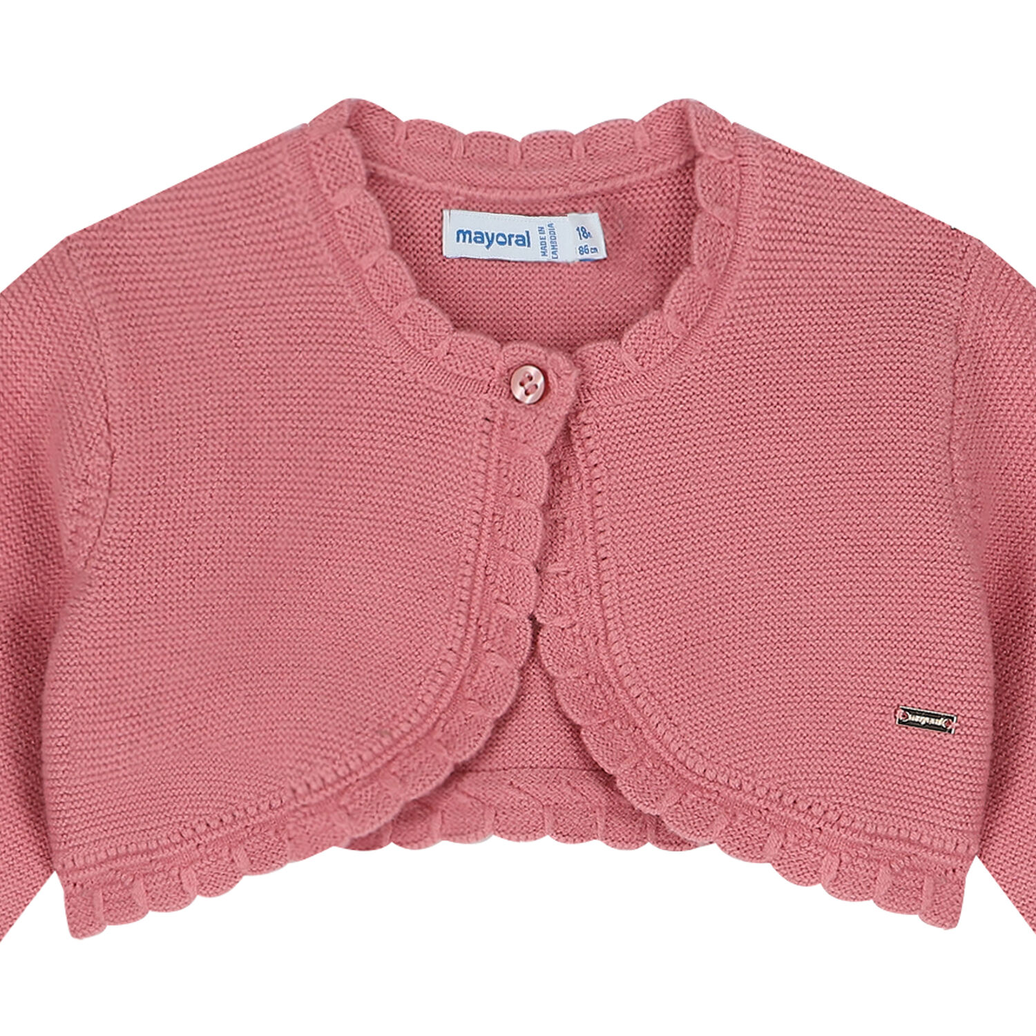 Younger Girls Pink Bolero Cardigan, 1, hi-res