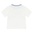 طقم شورت بالشعار باللون العاجي والأزرق للأولاد  , 1, hi-res