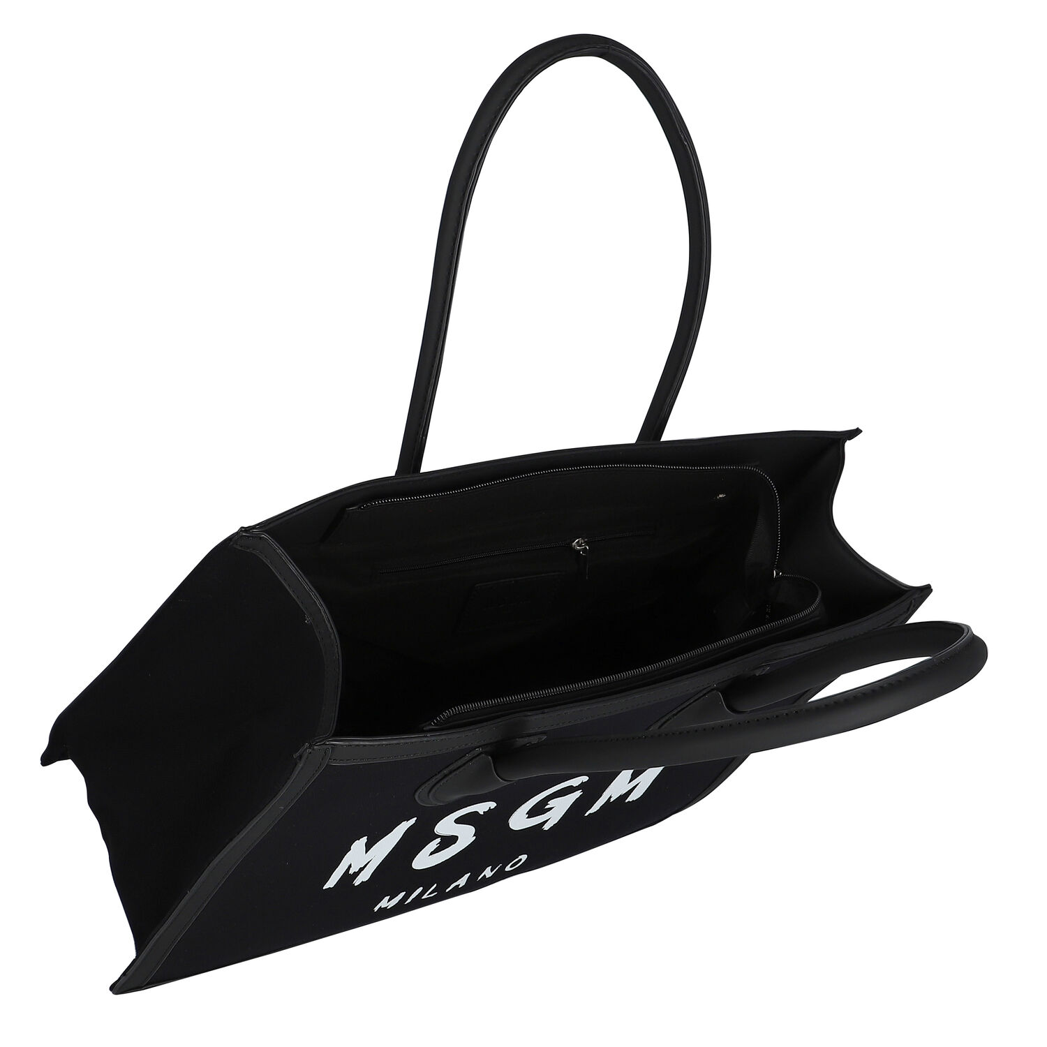 حقيبة يد بالشعار باللون الأبيض والأسود, 1, hi-res