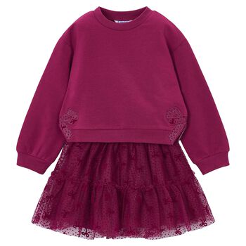 Girls Red Bow Tulle Skirt Set