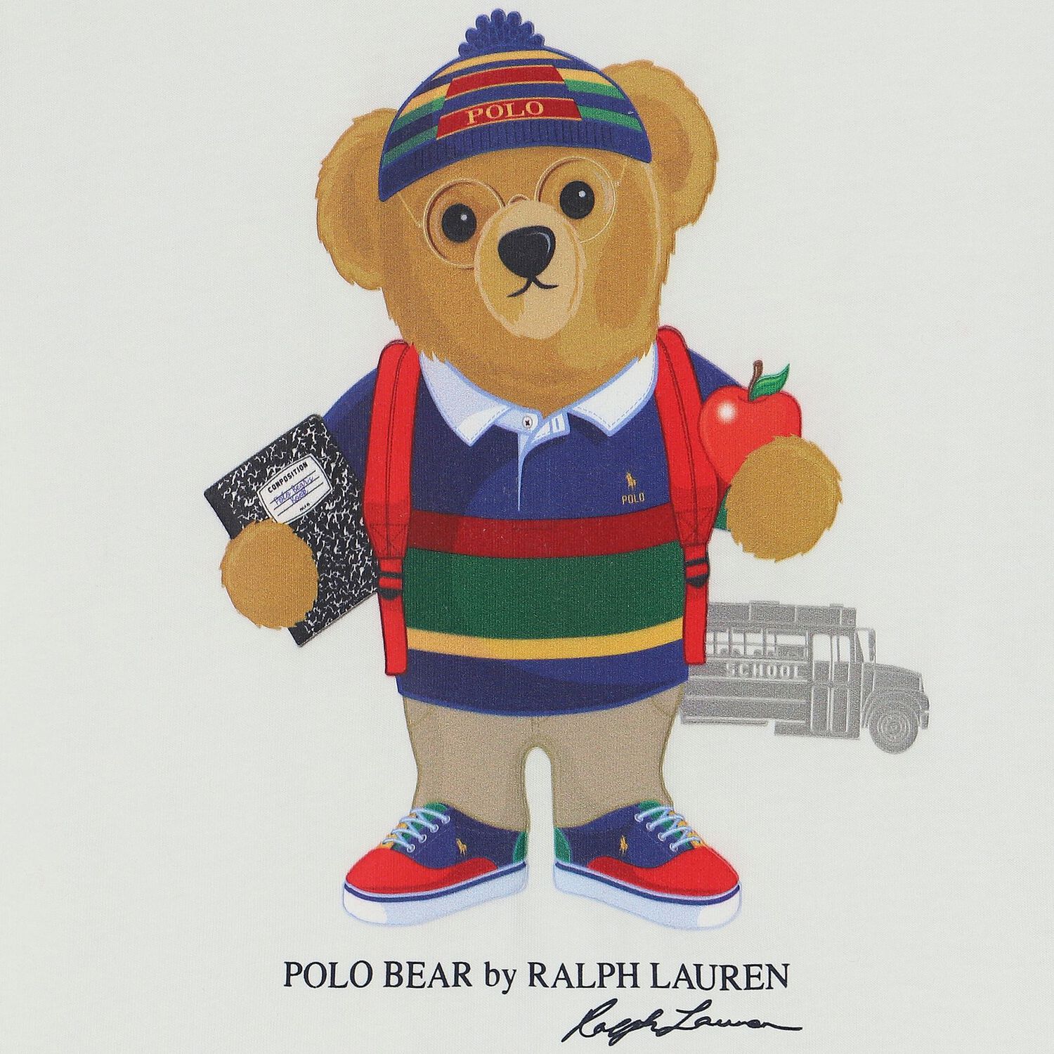 Boys White Polo Bear T-Shirt, 2, hi-res