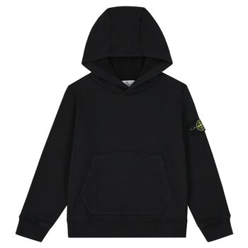 Boys Black Logo Hooded Top
