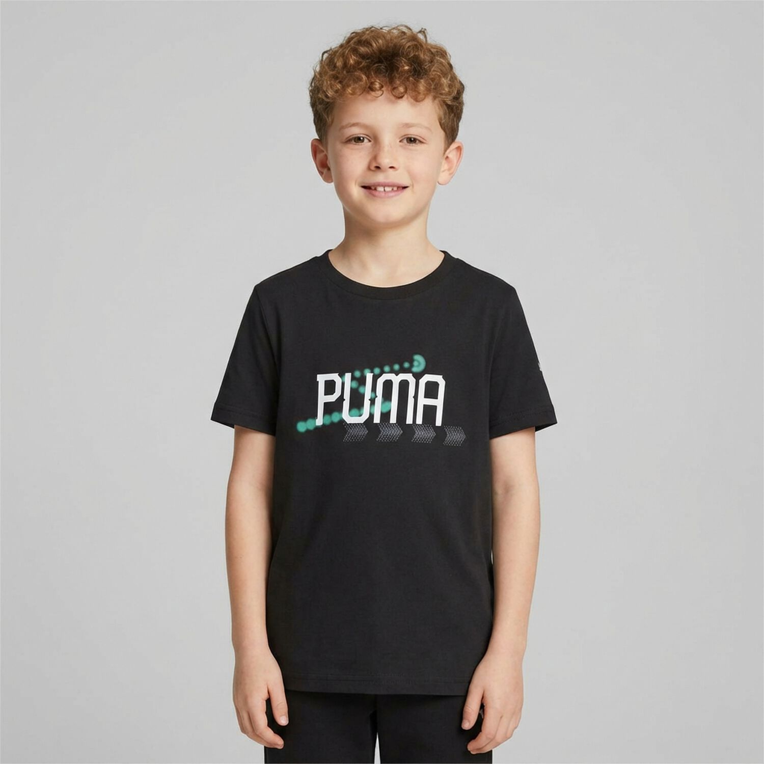 Boys Black Logo T-Shirt, 1, hi-res