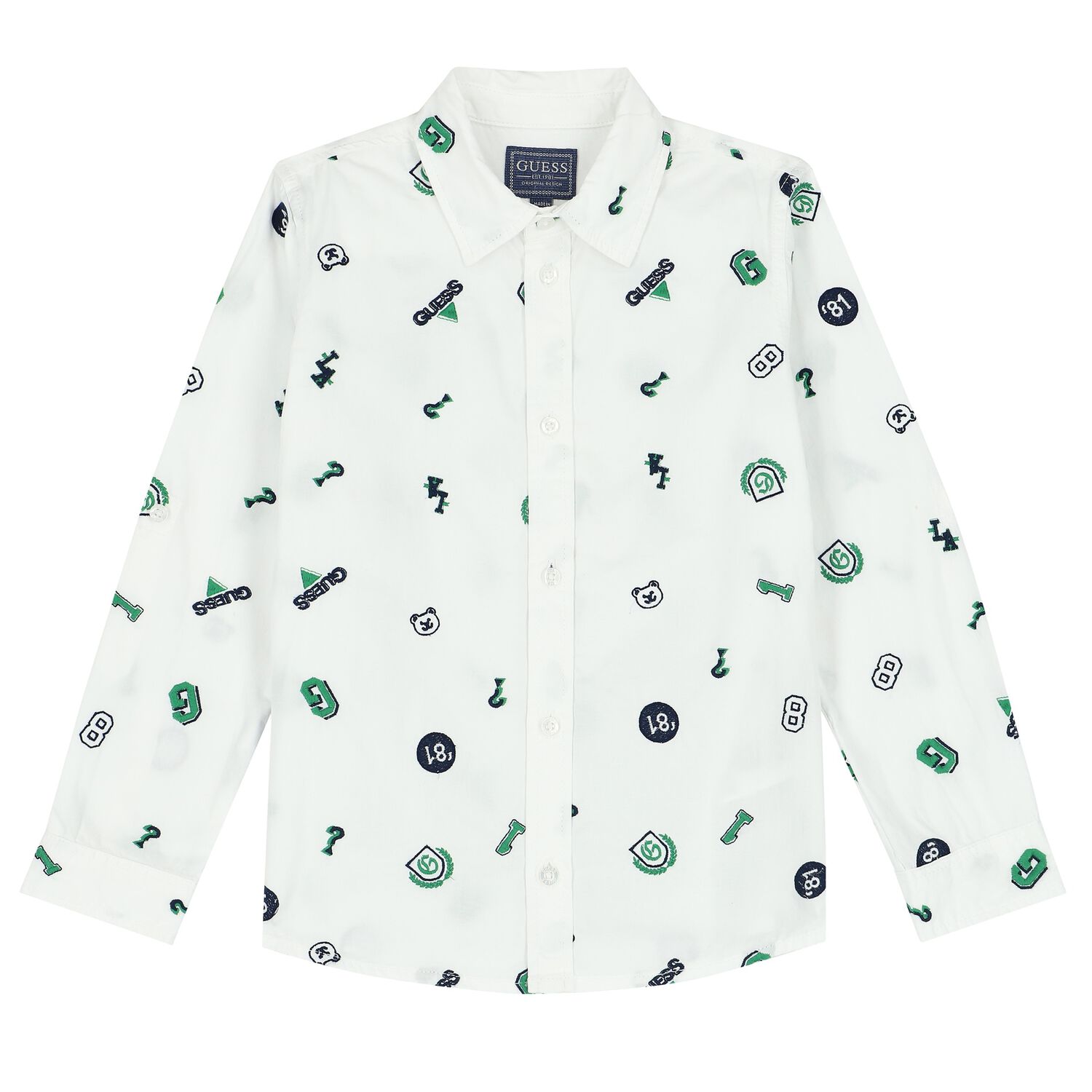 Boys White Logo Shirt, 1, hi-res image number null