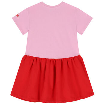 Girls Pink & Red Logo Dress