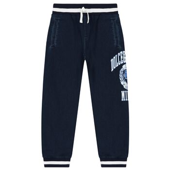 Boys Navy Blue Varsity Logo Joggers